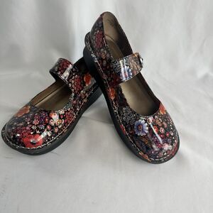 Alegria Paloma Women's Bold Floral Mary Jane Shoes Size 9 Multicolor Black